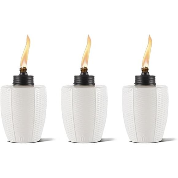 Table Torch Glass Herringbone Ivory - Decorative Table Top Torches - Picture 7 of 7